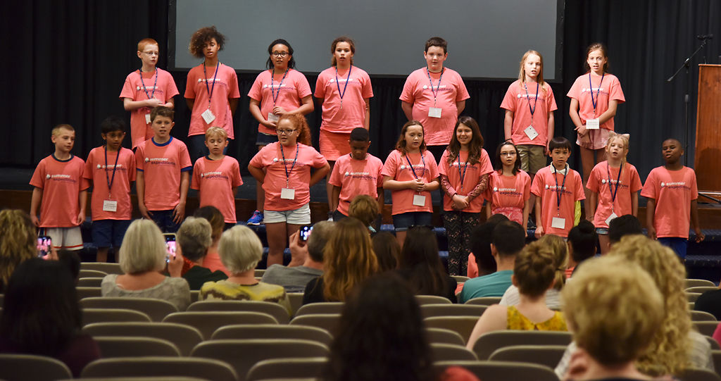 Members of the Summer Expeditions program perform a song they learned during their week